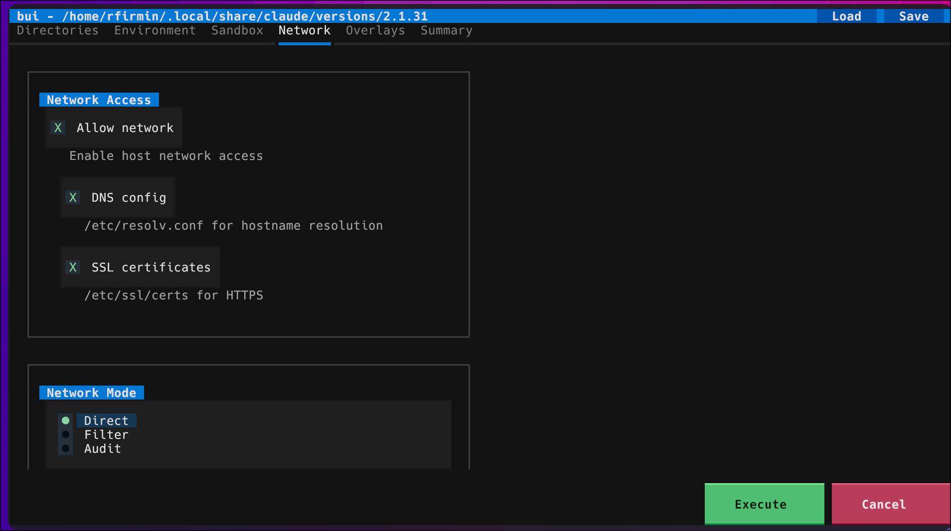 TUI configured for Claude